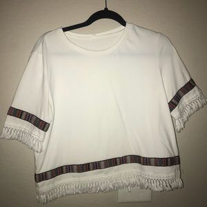 White top with tribal print details